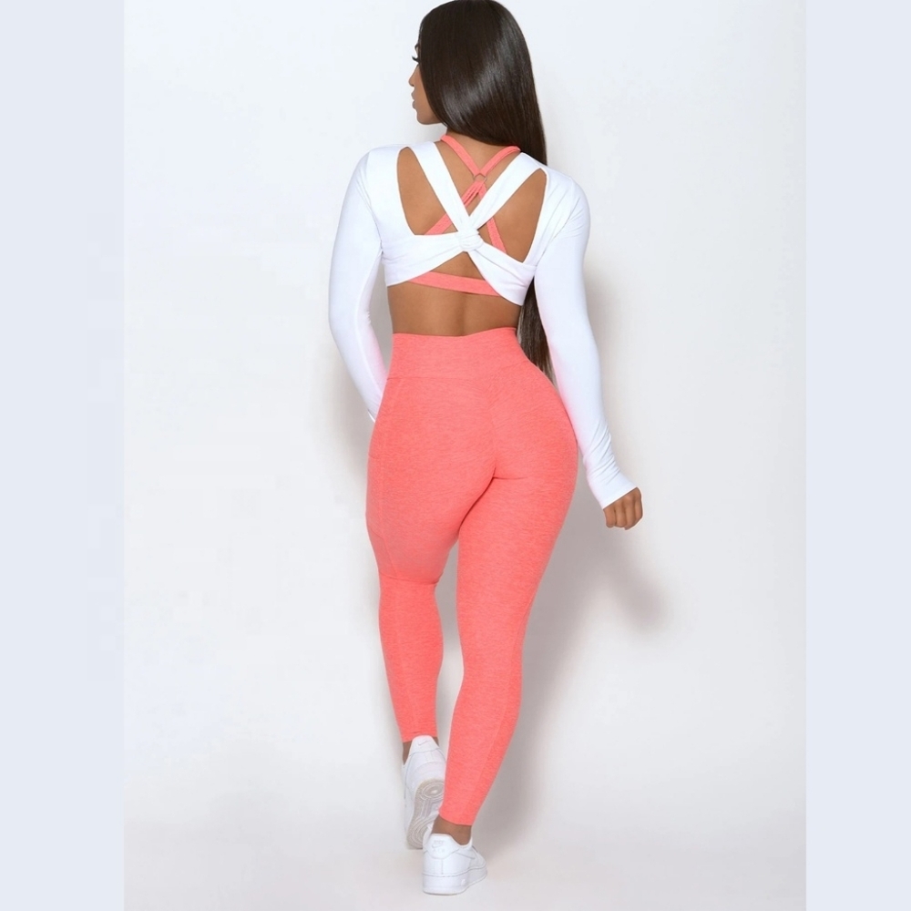 Bombshell Curves Leggings Scrunch Bum Pockets Coral π - Picture 4 of 14